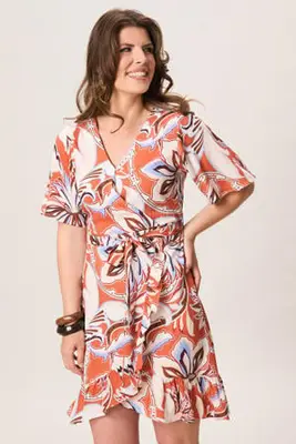 100% vi bohemian zomerjurk met paisley - oranje bij Wehkamp