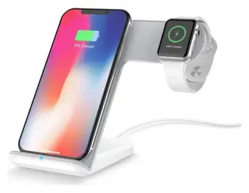 2 in 1 Draadloze Oplader 10W voor Smartphone en Apple Watch Wit bij GSMpunt