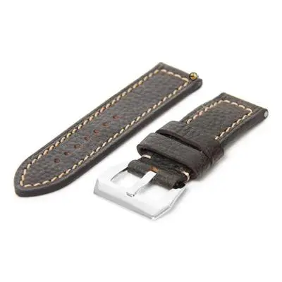 24mm horlogeband donkerbruin - stevig leer bij Kish