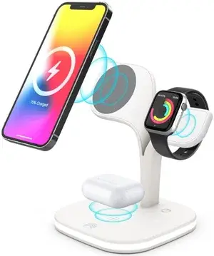 4-in-1 Station 15W Draadloze Oplader Apple iPhone/AirPods/Watch Wit bij GSMpunt