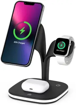 4-in-1 Station 15W Draadloze Oplader Apple iPhone/AirPods/Watch Zwart bij GSMpunt