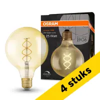 Aanbieding: 4x Osram LED lamp E27 | Globe G125 | Vintage 1906 | Filament | Helder | 2000K | Dimbaar | 4W (28W) LOS02542 bij 123led