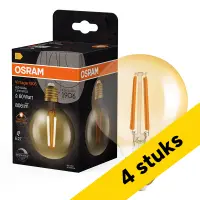 Aanbieding: 4x Osram LED lamp E27 | Globe G80 | Vintage 1906 | Filament | Goud | 2400K | Dimbaar | 7.2W (60W) bij 123led