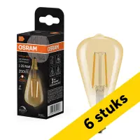 Aanbieding: 6x Osram LED lamp E14 | Edison ST48 | Vintage 1906 | Filament | Goud | 2200K | Dimbaar | 2.8W (25W) bij 123led