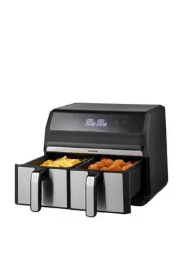 airfryer - GF800HLD - 2 x 4 liter - zwart/RVS bij Wehkamp