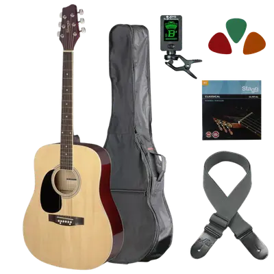 Akoestische gitaar starterset Linkshandig Naturel bij Music All In