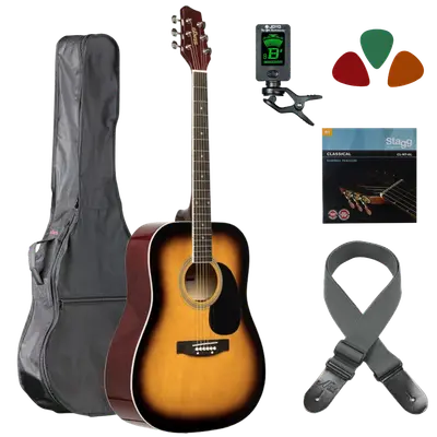 Akoestische gitaar starterset Sunburst bij Music All In
