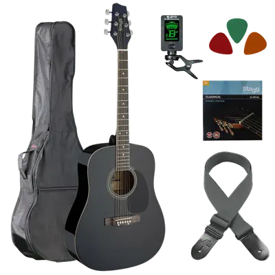 Akoestische gitaar starterset Zwart bij Music All In