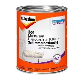 Alabastine 2in1 Muurverf Badkamer en Keuken Schimmelbestendig Wit bij Verfcompleet.nl