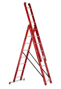 Altrex All Round reformladder gecoat AR 3058 3x8-treeds extra rood bij Hubo