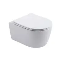 Alvoro Round pack hangtoilet Rimless 49cm met zitting SC & QR - glans wit bij BadkamerXXL