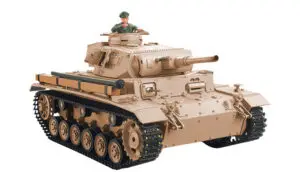 Amewi Diving Tank III 1/16 Standard Line RC tank IR/BB in een houtenkrat bij Toemen Modelsport