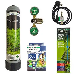 APO Basis CO2 systeem wegwerpfles 600 gram met dubbele manometer bij Aquaplantsonline