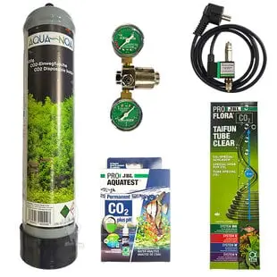 APO Basis CO2 systeem wegwerpfles 850 gram met dubbele manometer bij Aquaplantsonline