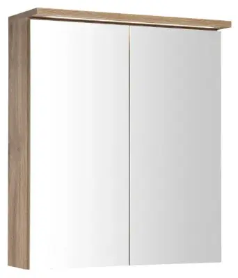 Aqualine KAWA - Spiegelkast met LED verlichting, 60x70x22 cm, eiken emporio WGL36S bij Sanitino