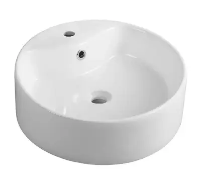 Aqualine - Wastafel voor aanrecht, diameter 40 cm, met 1 kraangat, wit 49413 bij Sanitino