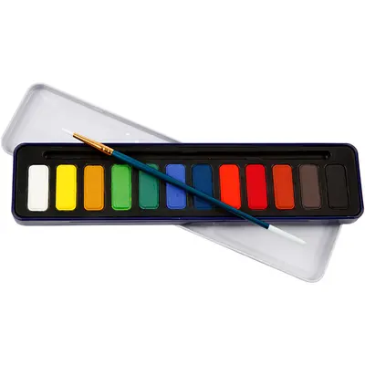 Aquarelverf 12 kleuren in metalen doos 1 set bij Creaknutselen