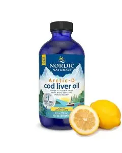 Arctic-D Cod Liver Oil Lemon – 237 ml | Levertraan met Omega-3 & Vitamine D3 - Nordic Naturals bij Plent