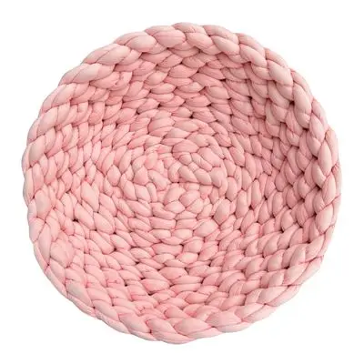 Aumüller gevlochten kattenmand rosé: Ø 50 x H 15 cm bij Bitiba