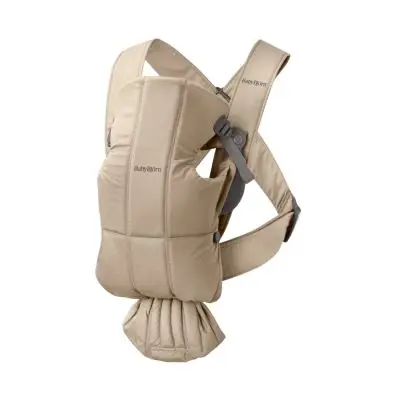 BabyBjörn Mini Draagzak - Geweven - Beige bij Baby-Dump