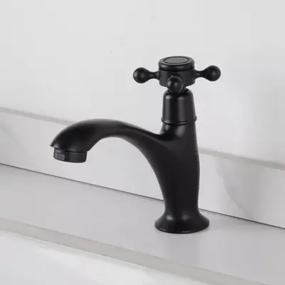 Badique Zwart landelijke fonteinkraantje koud water bij Badkranenwinkel
