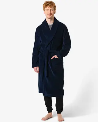 badjas velours donkerblauw bij HEMA