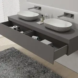 badkamermeubel 170cm satijn grijs bij Sanitear