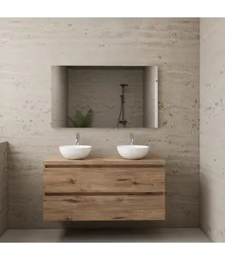 Badkamermeubel Gliss Project 120cm⎢Wellington Oak⎢Onderkast met topblad bij Sani4Comfort