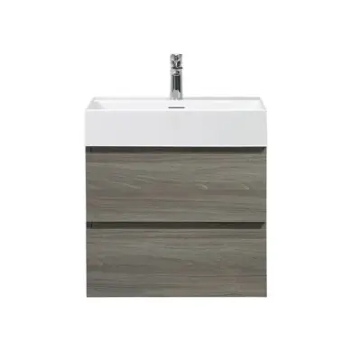 Badkamermeubel Summer 60cm maple grey inclusief wastafel robuust glans wit met kraangat bij Voordelig Design Sanitair