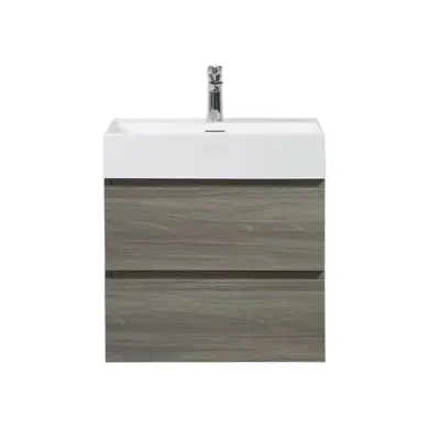 Badkamermeubel Summer 60cm maple grey inclusief wastafel robuust mat wit met kraangat bij Voordelig Design Sanitair