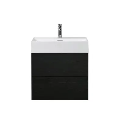 Badkamermeubel Summer 60cm zwart eiken inclusief wastafel robuust mat wit met kraangat bij Voordelig Design Sanitair