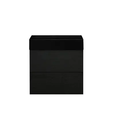 Badkamermeubel Summer 60cm zwart eiken inclusief wastafel robuust mat zwart zonder kraangat bij Voordelig Design Sanitair
