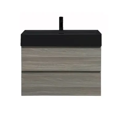 Badkamermeubel Summer 80cm maple grey inclusief wastafel robuust mat zwart met kraangat bij Voordelig Design Sanitair