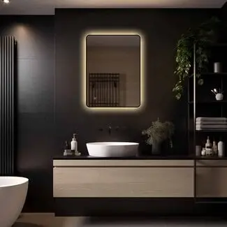 Badkamerspiegel Valencia 80x60 met zwarte lijst. bij Sanitear