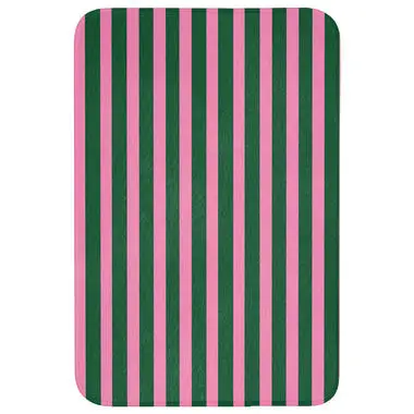 Badmat 60x90 cm Verticale strepen - Groen - Roze bij Leen Bakker