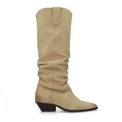 Beige suède cowboylaarzen bij Sacha