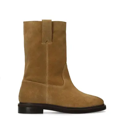 Beige suède enkellaarsjes bij Sacha
