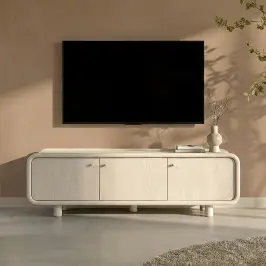 Beige tv-meubel met ronde hoeken bij LUMZ