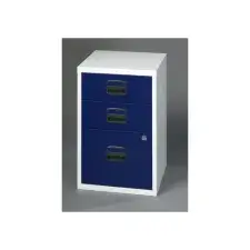BISLEY Homefiler Bijzetladeblok met 3 Laden 372 x 413 x 400 mm Lichtgrijs met Blauw bij Office1