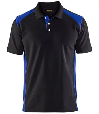 Blaklader 3324 Werkpolo Zwart/Korenblauw bij Bedrijfskledingonline