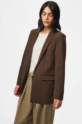 blazer met krijtstreep - bruin bij Wehkamp
