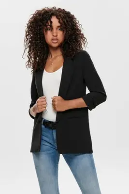 blazer ONLELLY met plooien zwart bij Wehkamp
