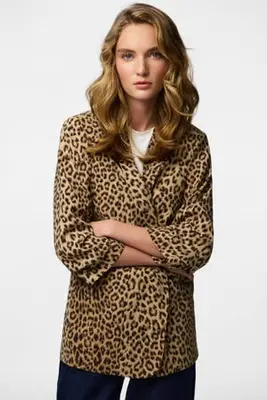 blazer panterprint bruin bij Wehkamp