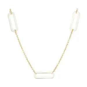 Blush Geelgouden Ketting met Paperclip Schakels van Parelmoer met 14k Goud 3204YMP bij BoumanOnline