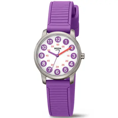 Boccia 3373-01 kinderhorloge titanium Paars Siliconen bij JuweliersWebshop
