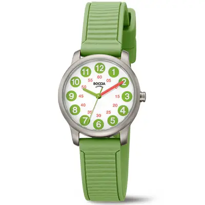 Boccia 3373-02 kinderhorloge titanium Groen Siliconen bij JuweliersWebshop