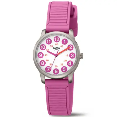Boccia 3373-03 kinderhorloge titanium Roze Siliconen bij JuweliersWebshop