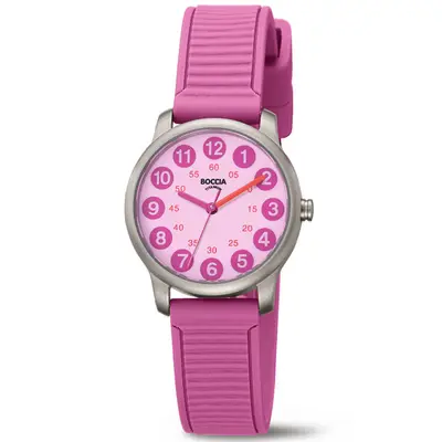 Boccia 3373-04 kinderhorloge titanium Roze Siliconen bij JuweliersWebshop