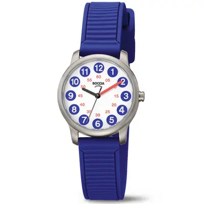 Boccia 3373-05 kinderhorloge titanium Blauw Siliconen bij JuweliersWebshop