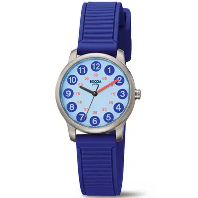 Boccia 3373-06 kinderhorloge titanium Blauw Siliconen bij JuweliersWebshop